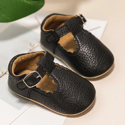 Meckior Baby Shoes Newborn Flats Dress Shoes Infant Rubber Sole Anti-slip PU Leather Party Wedding Princess Baby Girl Shoes 0-18