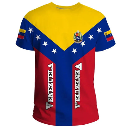 3D Printed Venezuela Flag T-shirt For Men Short Sleeve Oversize Venezuela Bandeira Tee Tops Round Neck Casual Streetwear Jersey