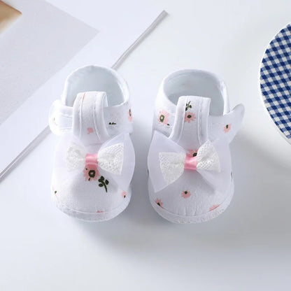 First Walkers Soft Sole Crib  Newborn Toddler Shoes Baby Girl Shoes  Cute Floral Bow Infant Baby Girls Shoes Non-slip Footwear