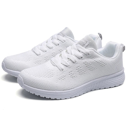 New Sneakers For Women Breathable Fashion Trainers Plus Size Women Sneakers Mesh Fabric Lace Up Women Shoes Female Footwear