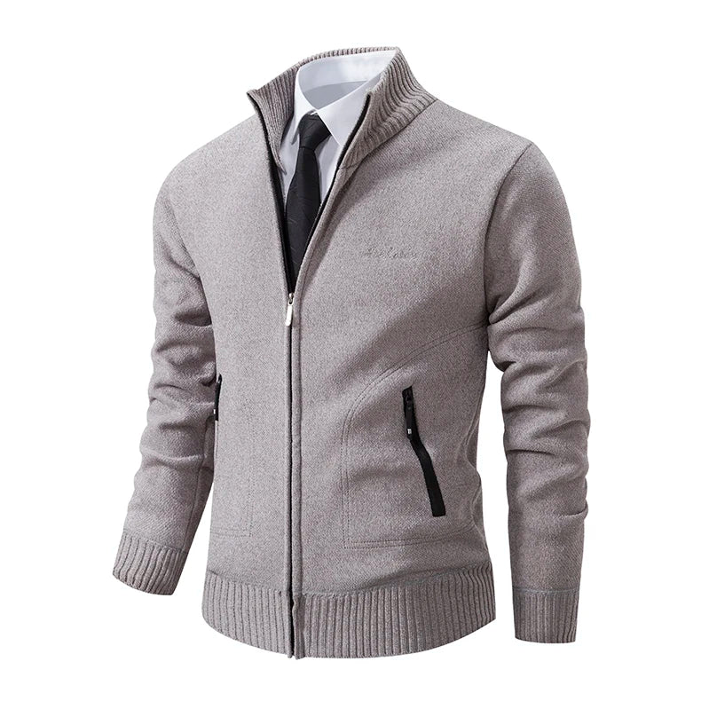 2023 Knitwear Spring and Autumn Men's Stand-up Collar Thick Warm Cardigan Sweater Winter Loose Casual Coat