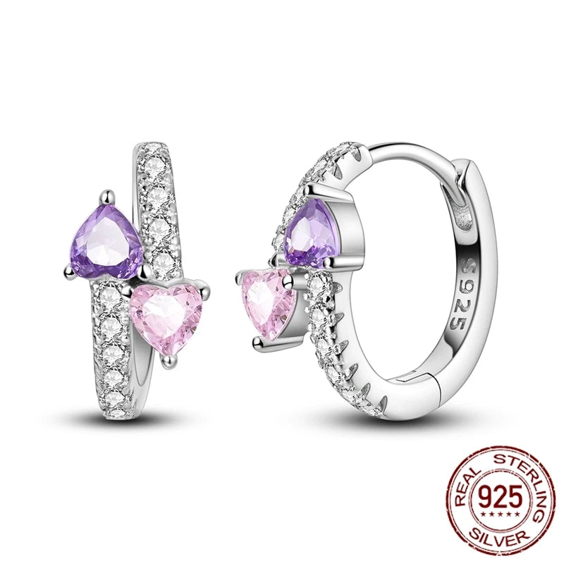 2024 925 Sterling Silver Heart Petunia Four Leaf Clover Earrings Circular Earring For Women Making Jewelry Gift For Women