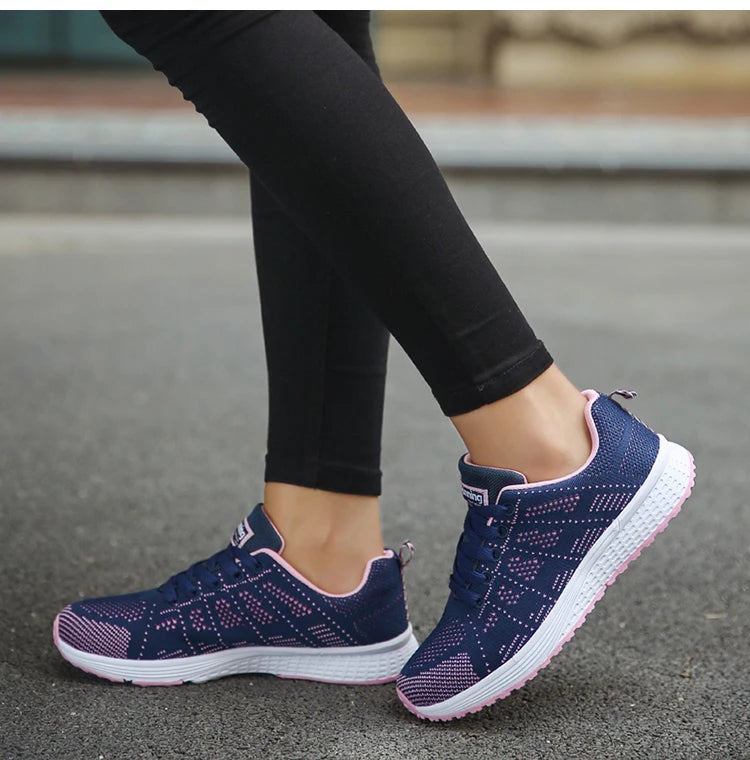 New Sneakers For Women Breathable Fashion Trainers Plus Size Women Sneakers Mesh Fabric Lace Up Women Shoes Female Footwear