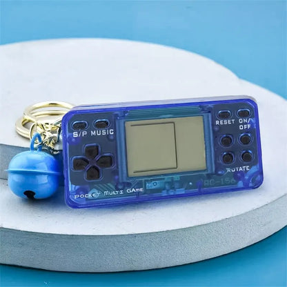 1 PCS Mini Handheld Game Console Backpack Keychain Blue Retro Game Console 1pz