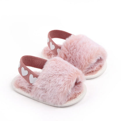 Baby Tie-Dye Fluffy Casual Shoes Toddler Shoes Elastic Plush Garden Sandals Children'S Outdoor Walking Casual Shoes For 0-1Y