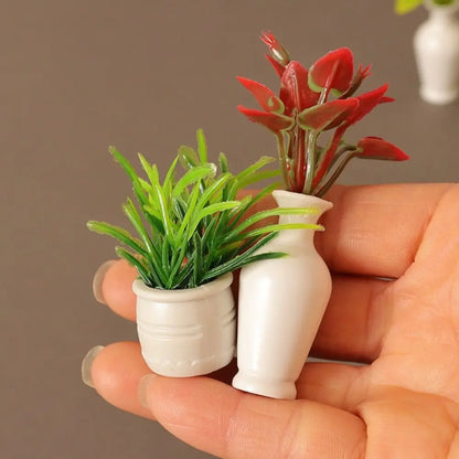 8 Styles Dollhouse Miniature New 1:12 Green Plant Finished Flower Miniature Dollhouse Decorations