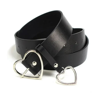 Fashion Women PU Leather Belt Heart Female Cute Black Harajuku Belt Ladies Pants Party Dress Heart Belts For Jeans