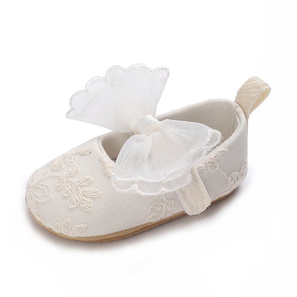 HAIZHIW 0-18 Months Cute White Lace Baby Girl Princess shoes Baby Shoes Bow Fringe Rubber Soled Non-slip Footwear Crib Shoes