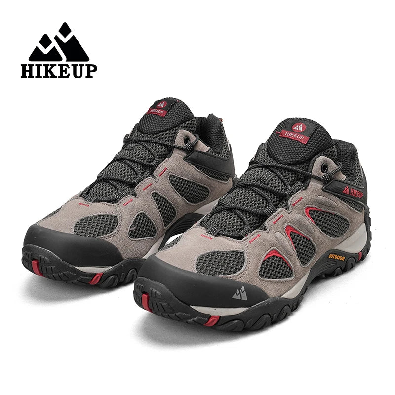 HIKEUP New Non-slip Wear Resistant Men‘s Outdoor Hiking Shoes Breathable Splashproof Climbing Men Sneaker Hunting Mountain Shoes