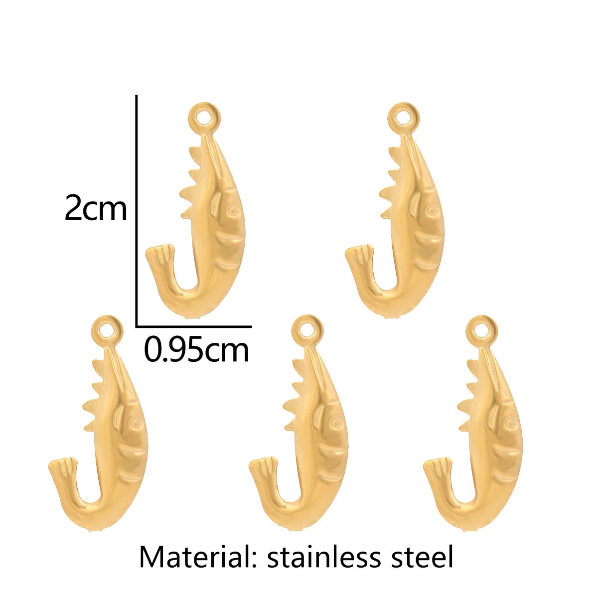 5pcs/Lot Stainless Steel Gold Color Marine Animals Dolphin Shell Starfish Elephant Moon Star Charm Pendant For Jewelry Making