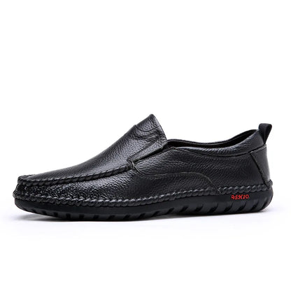 Breathable Genuine Leather Men Shoes Summer Slip On Loafers Men Casual Leather Shoes Blue Flats Hot Sale Driving Shoes Moccasins