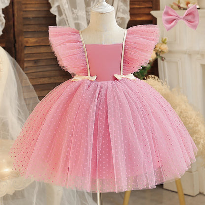 2024 Summer Dress Newborn Infant 1st Birthday Christening Clothes Princess Ruffles Sequins Weddings Party Gown Baby Girls Dress