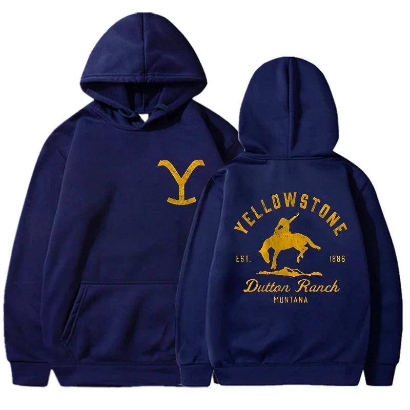 Classic Fashion Yellowstone Dutton Ranch Printed Hoodies for Men and Women Buttoned Hoodied Jersey Sweatshirt Tops