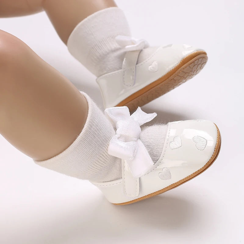 HAIZHIW 0-18 Months Cute White Lace Baby Girl Princess shoes Baby Shoes Bow Fringe Rubber Soled Non-slip Footwear Crib Shoes