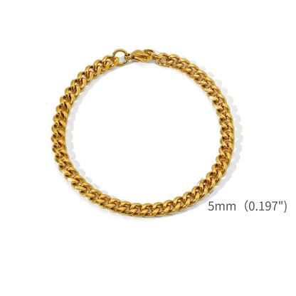 Bracciale da uomo con catena cubana in acciaio inossidabile color oro, semplice braccialetto retrò per donna, accessori di tendenza per gioielli hip hop, regalo