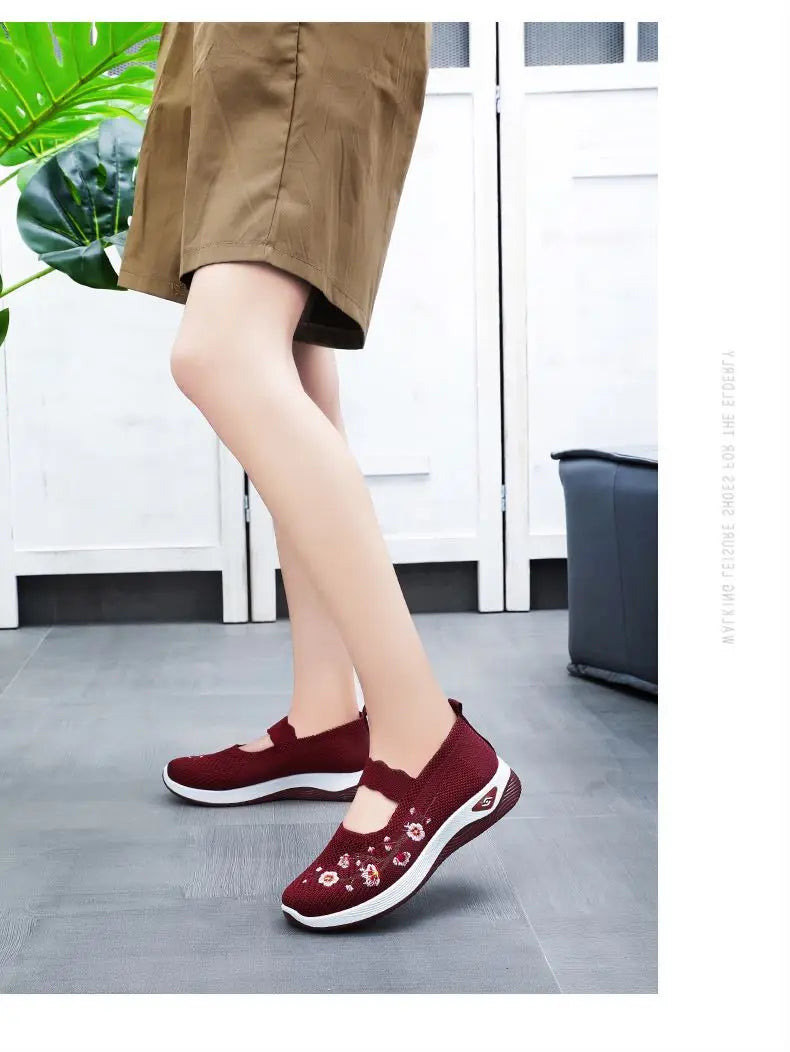 Summer Women's Shallow Flats Loafers Breathable Mary Jeans Flower Sneakers Female Platform Running Cotton Slip On Shoes