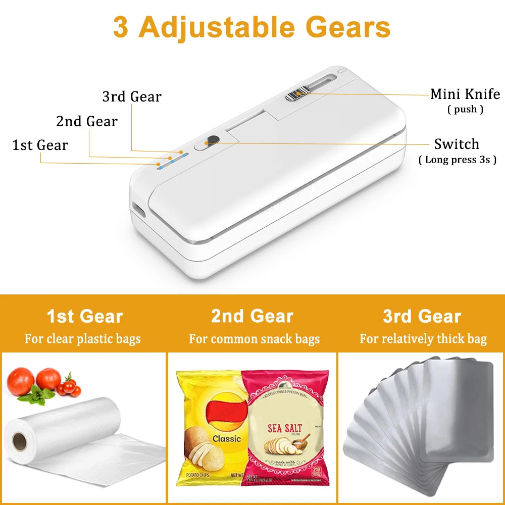 Mini Heat Bag Sealing Machine Clip Bag Handheld Food Sealer USB Rechargable Food Packaging Heat Sealer Plastic Package Sealer