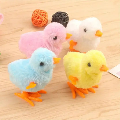 5pcs Novelty Jumping Chicken Easter Wind Up Chick Toys Gag Plush Baby Chicks Toys Favors Supplies Props Gift for Kids Boys Girls