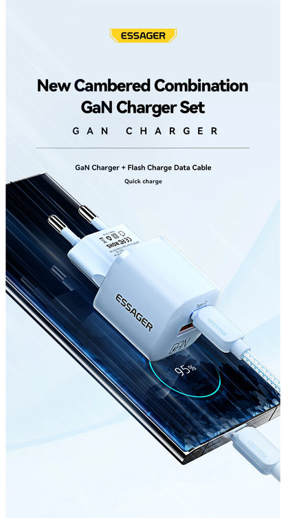 Essager 20W GaN USB Type C Charger PD Fast Charge Phone QC 3.0 Quick Chargers For iPhone 14 13 12 11 Pro Max Mini iPad Charging