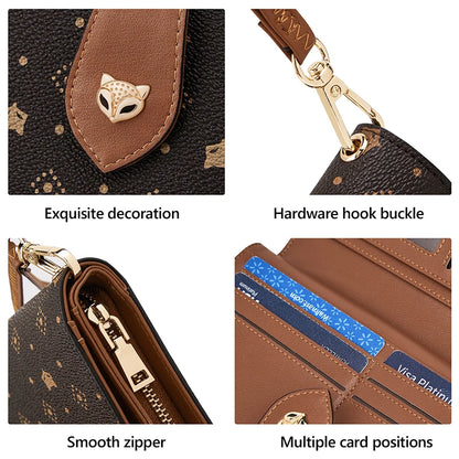 FOXER Women's Long Wallet Card Holder Stylish Money Bag Ladies Monogram Design PVC Leather With Wriststrap Bag Female Coin Purse