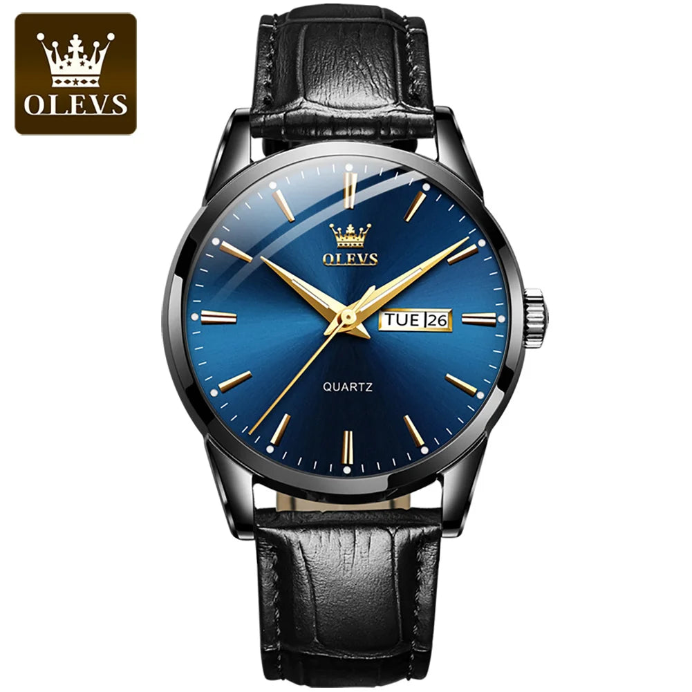 OLEVS Classic Quartz Watch for Men Waterproof Leather strap Calendar Sports Business Men 's Quartz Wrist Watch TOP Brand 6898