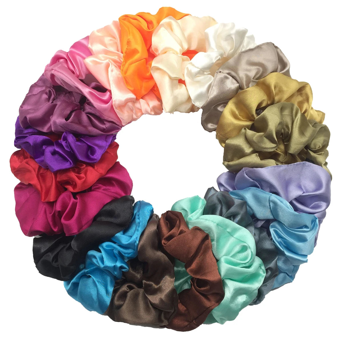 50/40/20pc Vintage Satin Scrunchies Girls Elastic Hair Bands Ponytail Holder Ties Rubber Bands Fashion Women Accessories Solid