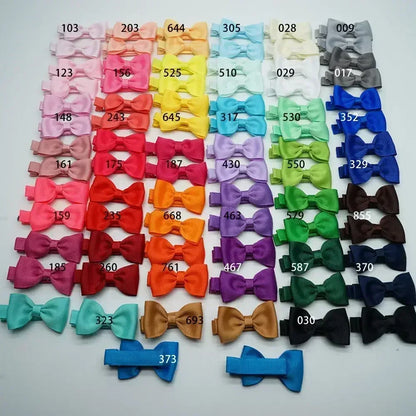 10pcs/lot Solid Color Grosgrain Ribbon Bowknot Kids Hair Clips Handmade Bows Baby Girls Barrettes Hairpins Photo Props Gift Sets