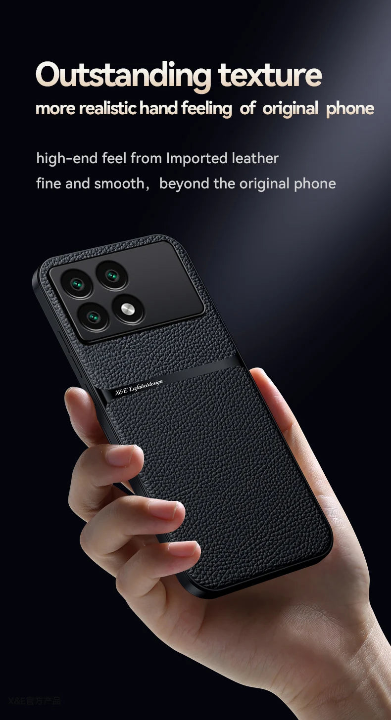 Back Leather Case Cover for Xiaomi Poco X6 Pro Car Holder Magnetic Leather Case Xiaomi Poco X6 Pro Mobile Phone Sets Poco X6 Pro