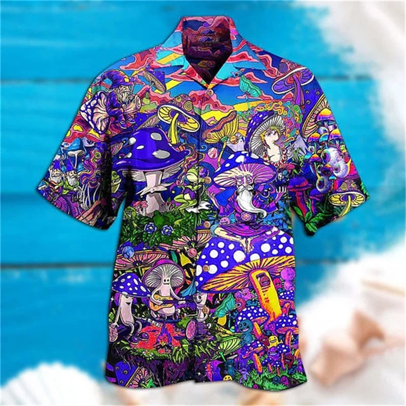 3D Men's Plant Printed Shirts Summer Street Top Comfortable and Breathable Beach Clothing Men's Outdoor Fashion Short Sleeve