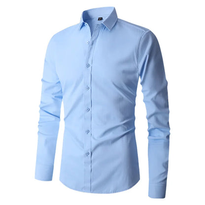 Men's Long Sleeve Regular Fit Casual White Shirts for Men Button-Down Social Shirt USA Size S-XL