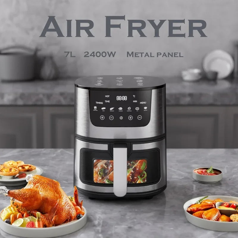 7L Electric Air Fryer Smart Multi-function Hot Convection Oven Deep Fryer Without Oil LED Touch Control 1400W Visible Window