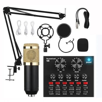 BM800 V8 Sound Card Set Professional Audio Condenser Mic Studio Singing Microphone for Karaoke Podcast Recording Live Streaming