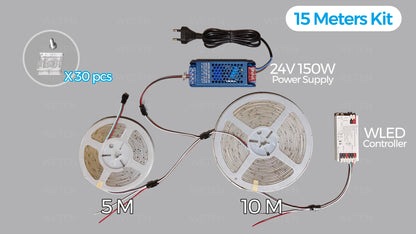 WLED Controller ESP32 RGBIC COB LED Strip Light Tape Kit Sound Reactive Music Sync Work with Alexa 24V 5 10 15 20 25 30 40 M