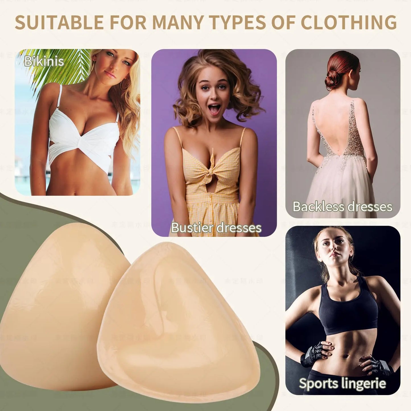 New Double Sided Adhesive Sticky Bra Push Up Breast Lift Pads Swimsuit Bikini Cup Enhancer Strapless Bra Invisible Bra Backless