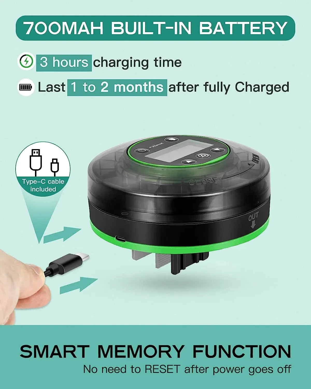 Automatic Fish Feeder for Aquarium Automatic Food Dispenser with Timer Rechargeable Timer Feeder with USB Cable LCD Display