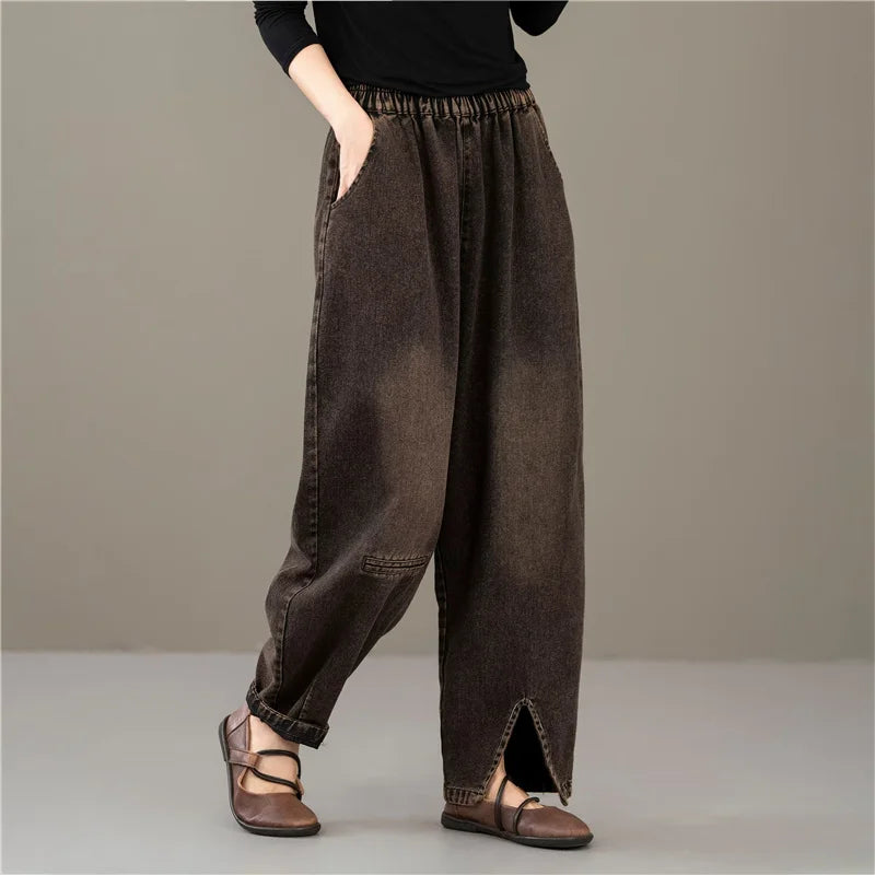 Max LuLu Design 2024 Autumn Womens Classic Loose Denim Pants Vintage Fashion Jeans Ladies Classic Harem Trousers Punk Streetwear