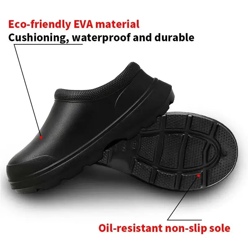 Oil-proof men's chef shoes Non-slip men's safety shoes Soft waterproof work shoes men's sandals Spring and autumn rain boots