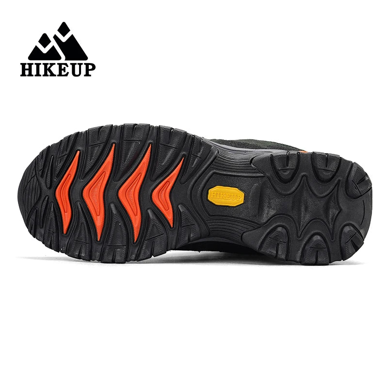 HIKEUP New Men‘s Hiking Shoes Leather Outdoor Sneakers for Men Trekking Boots Male Camping Hunting Mens Tactical Ankle Boots