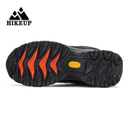 HIKEUP New Men‘s Hiking Shoes Leather Outdoor Sneakers for Men Trekking Boots Male Camping Hunting Mens Tactical Ankle Boots