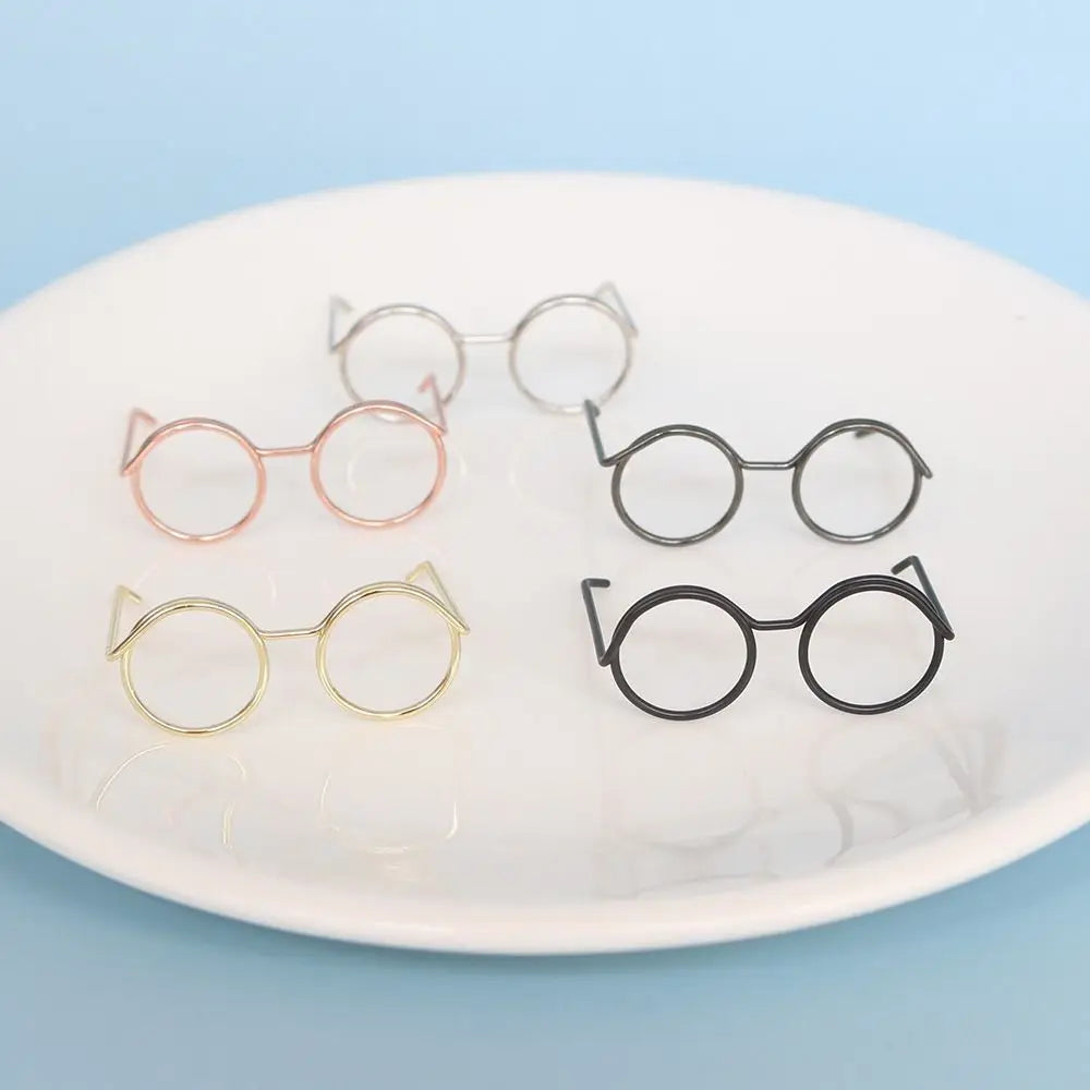 5PCS Retro Metal Round Doll Glasses Frame Lensless Miniature Eyewear Great Collection Cool Eyeglasses For Blythe Doll Accessorie