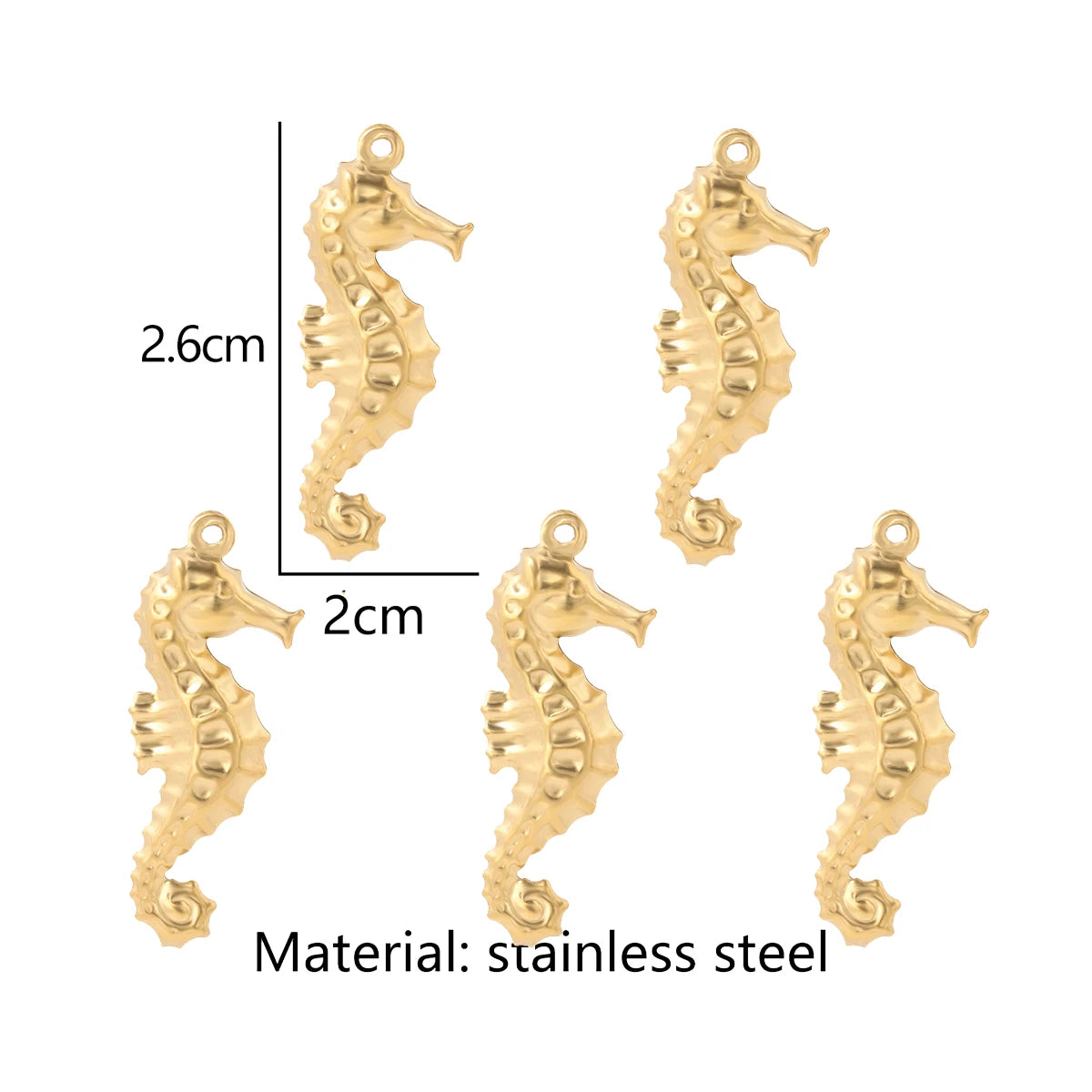 5pcs/Lot Stainless Steel Gold Color Marine Animals Dolphin Shell Starfish Elephant Moon Star Charm Pendant For Jewelry Making