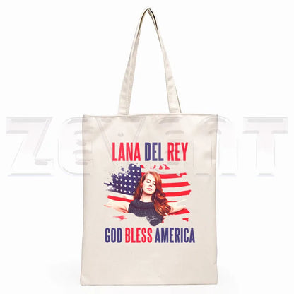 Lana Del Rey LOGO Printed Graphic Hipster Cartoon Print Shopping Bags Girls Fashion Casual Pacakge Hand Bag