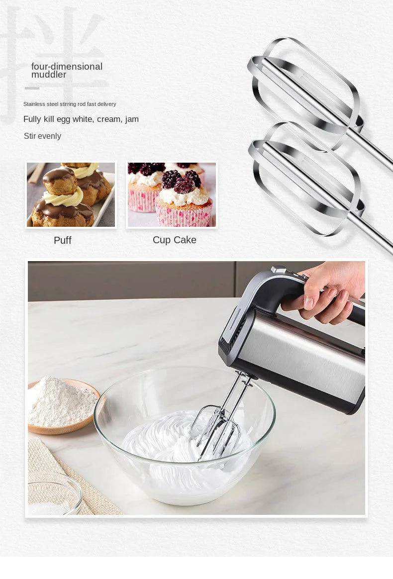 Electric Egg Beater Stainless Steel mini whipped cream white and Flour Mixer cake baking egg beater multifunctional doughmaker