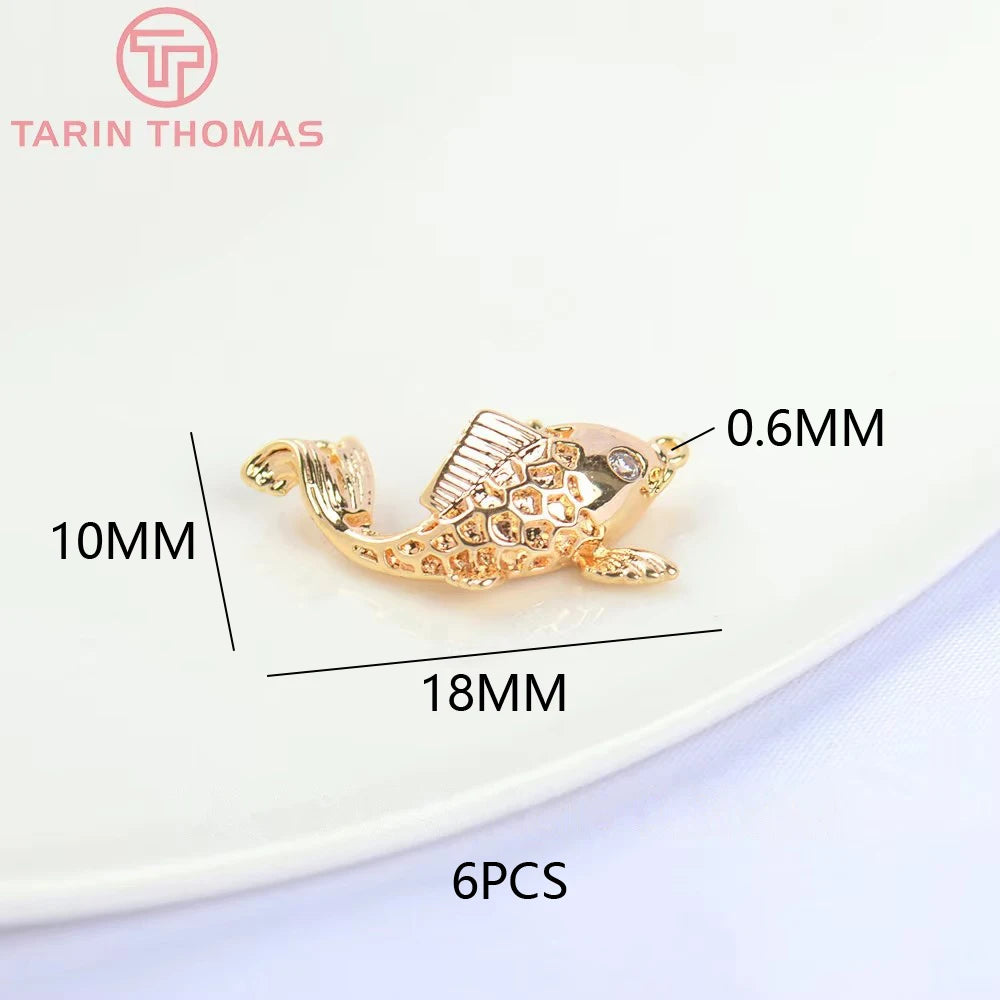 (129) 12x23MM 24K Gold Color Plated Brass Fish Charms Pendants High Quality Jewelry Accessories