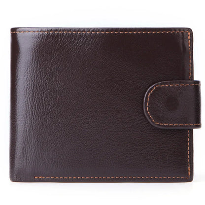 Cowhide Leather Men Short Wallets Hasp Trifold Money Clip Vintage Coin Purse For Male Card Holder Small Clutch Cash Bags JYY693