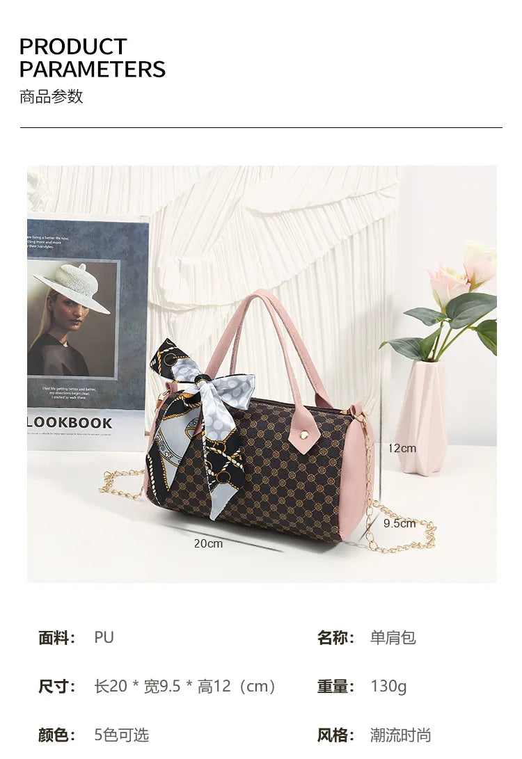 2024 Fashion Women's Bag, Fashionable Women's Bag, Silk scarf ladies Handbag, European And American One Shoulder Crossbody Bag