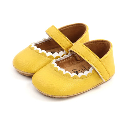 Meckior Baby Boys Girls Shoes Infant Leather Rubber Sole Anti-slip Toddler First Walkers Crib Shoes Newborn Girl Princess