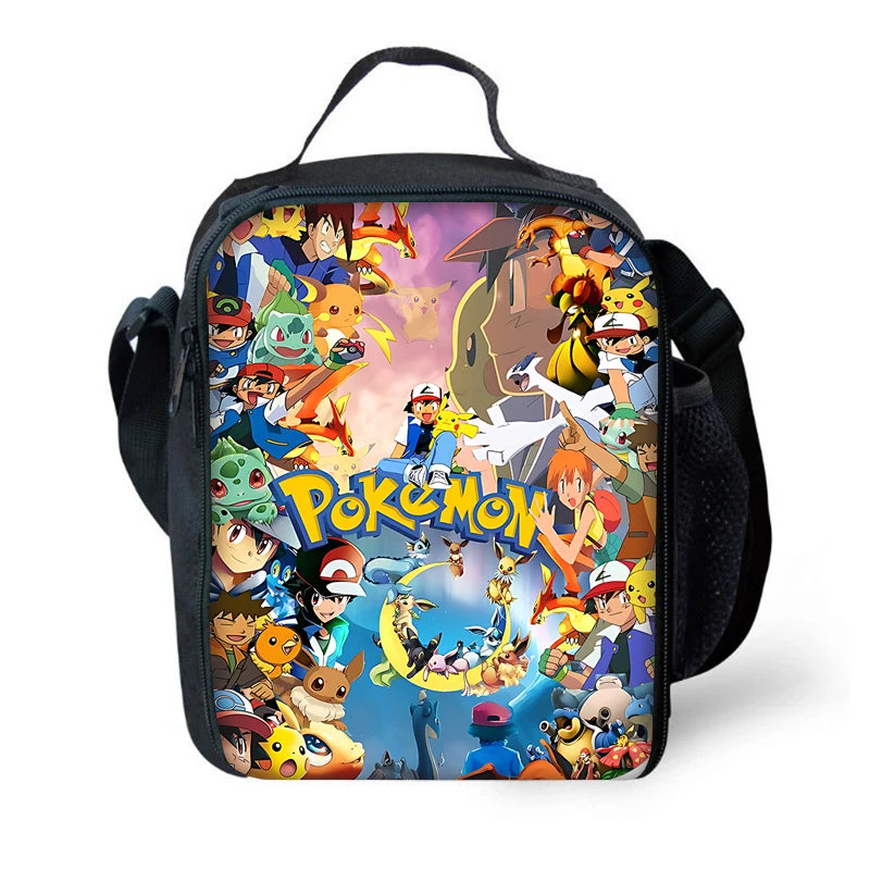 3 pcs set Cute Anime Pikachus Gengars Child School Backpack with Lunch Bags ,Pencil Bags ,School Bags for Boys Girls Best Gift