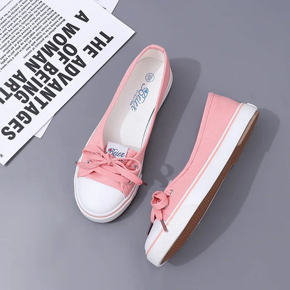 Women's Canvas Small White Shallow Cut Summer Flat Sport Casual Ladies Soft Shoessneakers Zapatillas Deporte Platform Sneakers