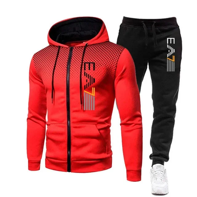 Men's suit with hat men's fashion shirt fitness activewear running clothing New autumn and winter clothing